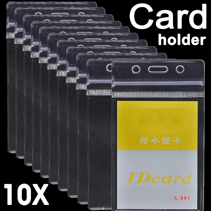 

10pcs Clear Plastic Vertical Name Tag Badge ID Card Holders 65*117mm Universal NFC Blocking Reader Lock ID Bank Card Holders