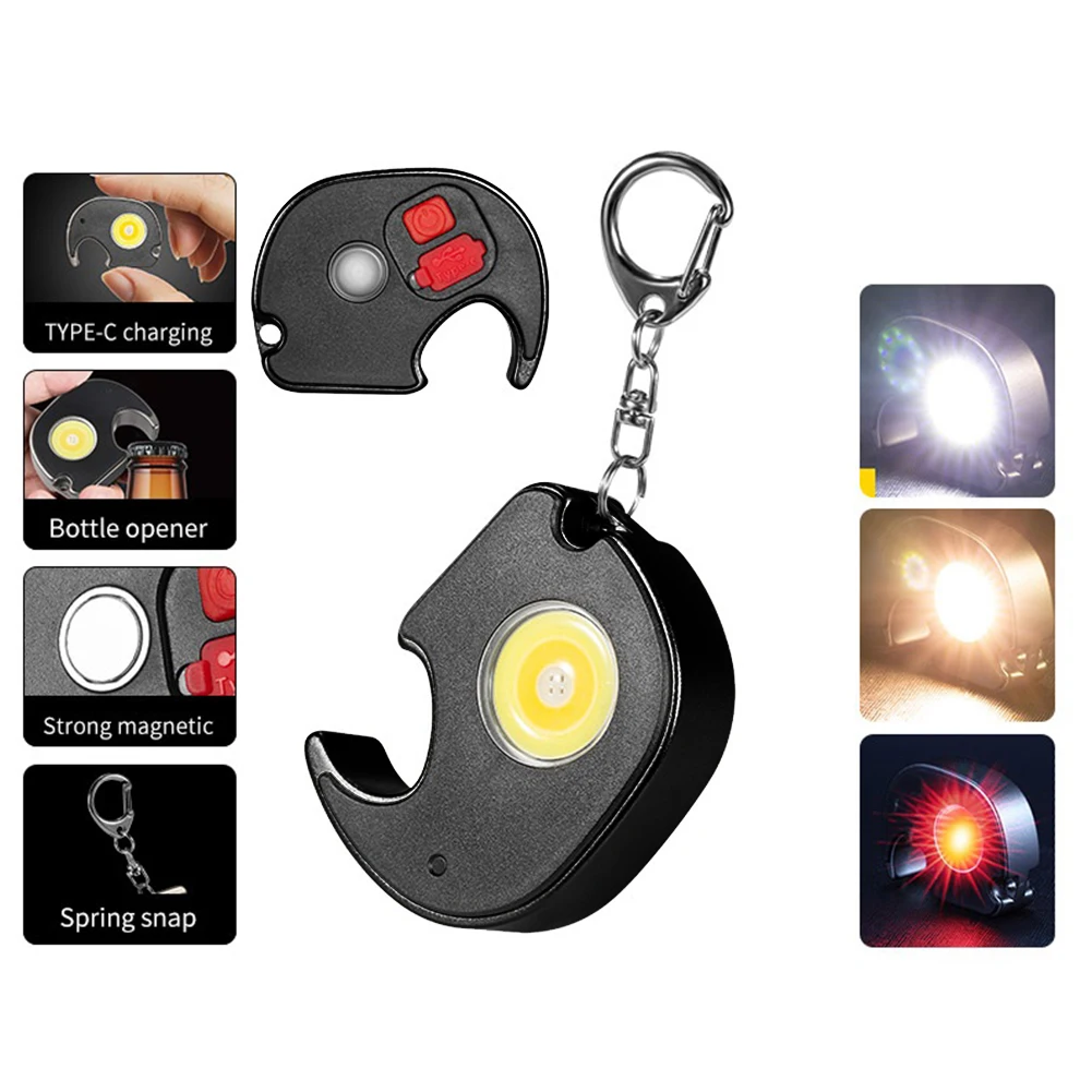 

USB Type-C перезаряжаемый COB светодиодный мини-фонарик, 8 режимов, водонепроницаемый портативный карманный Рабочий фонарь с зажимом для улицы