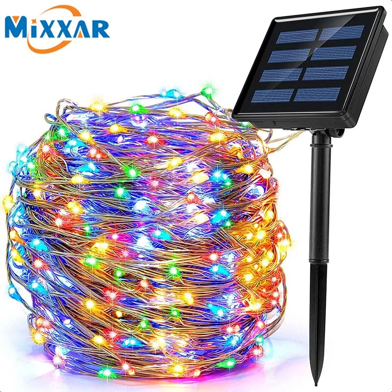 ZK50 LED Outdoor Solar String Lights 7m/12m/22m/32m solar lamp for Fairy Holiday Christmas Party Garland Lighting IR Dimmable