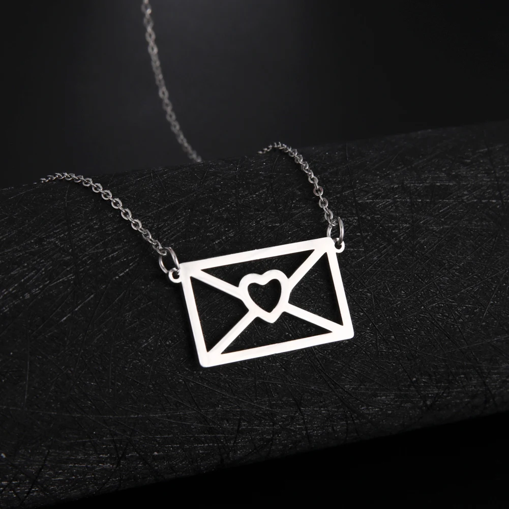 

Stainless Steel Necklace for Women Love Envelope Pendant Necklace Fashion Jewelry Couple Pendants Birthday Gifts