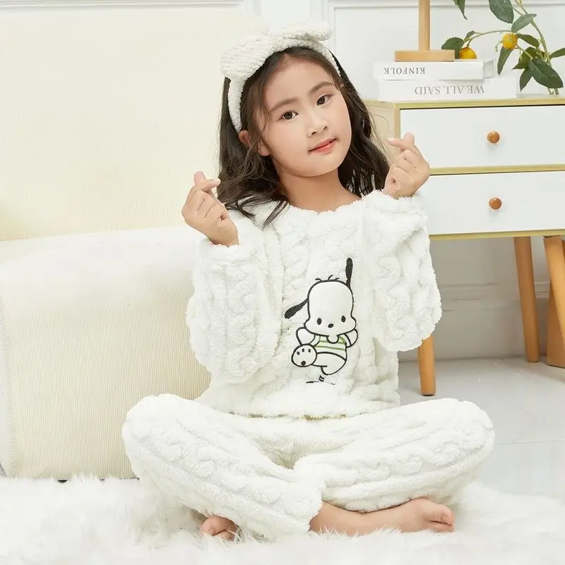 

Kawaii Sanrio New Pochacco Children's Sleepwear Cartoon Cute Anime Thickening Home Cotton Clothing Comfort Girls Christmas Gifts
