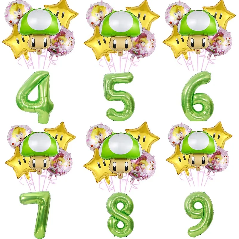 

Super Mario Series Balloon Set for Children Mushroom Luigi Bowser Numbers Balloons Kids Birthday Party Decoration Photo Props