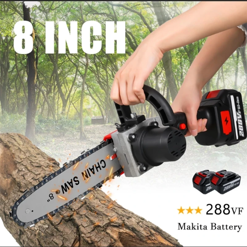 

2023 New 8 Inch 2100W Rechargeable Electric Saw Chainsaw Brushless Motor Woodworking Cutter Garden Logging Power Tool with