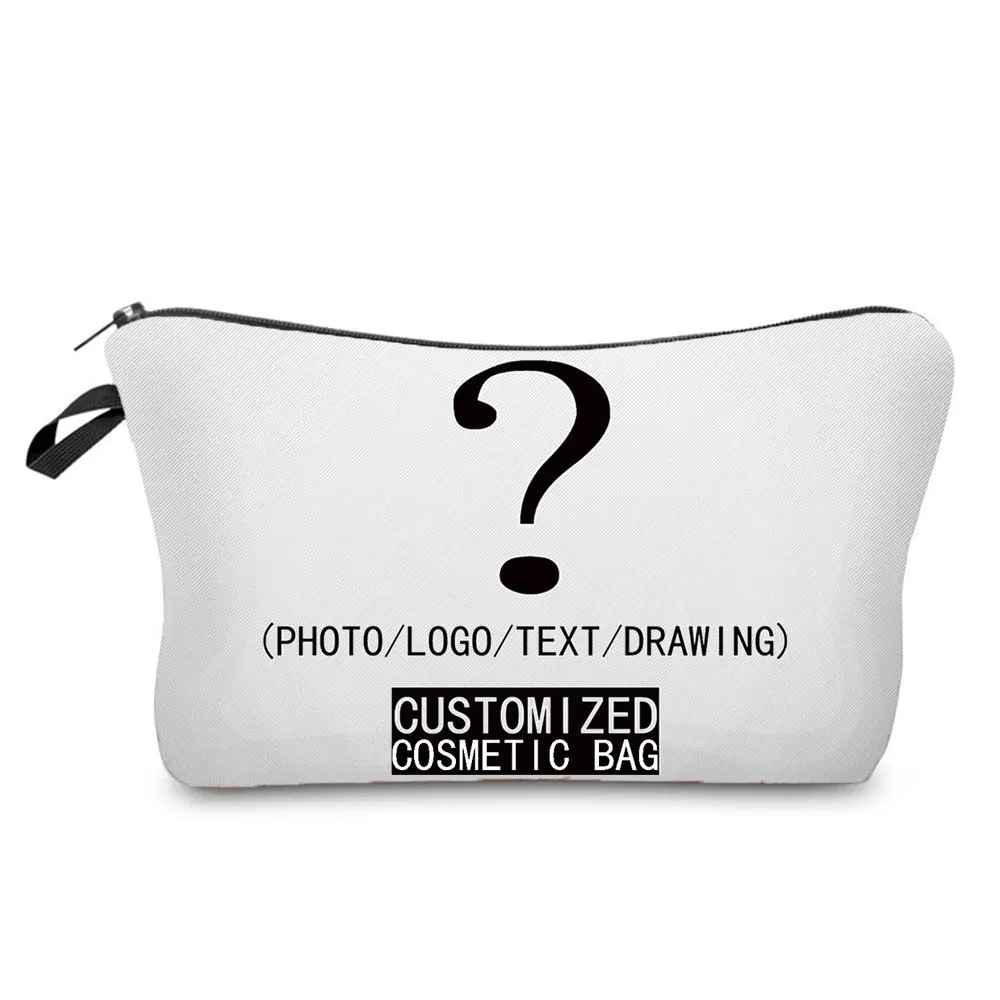 

Custom Name Women's Cosmetic Bag Personal Picture High Quality Print Makeup Bag Cartoon Casual Pattern Designer Logo Storage Bag
