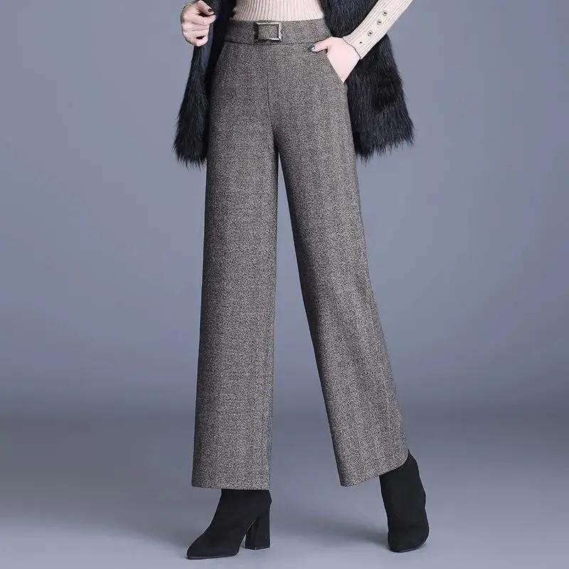 

Spring Fall Woman High Waist Pants Office Lady Solid Wide Leg Pants Women Elegant Trousers Korean New Women Clothing 2022 Q99