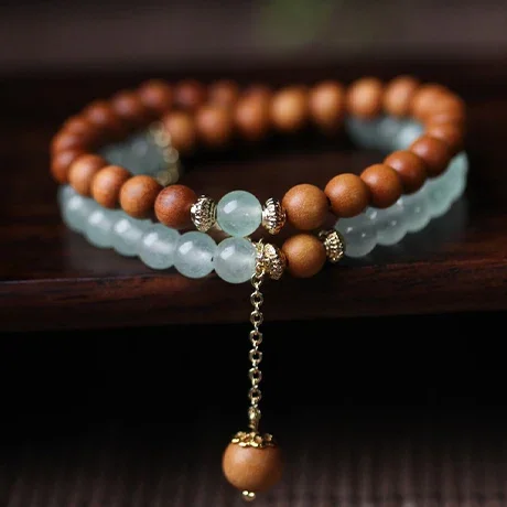 Barbie Sandalwood Buddha Bead Bracelet Wooden Double Loop Women's Art Jewelry Gift Creative Handicraft