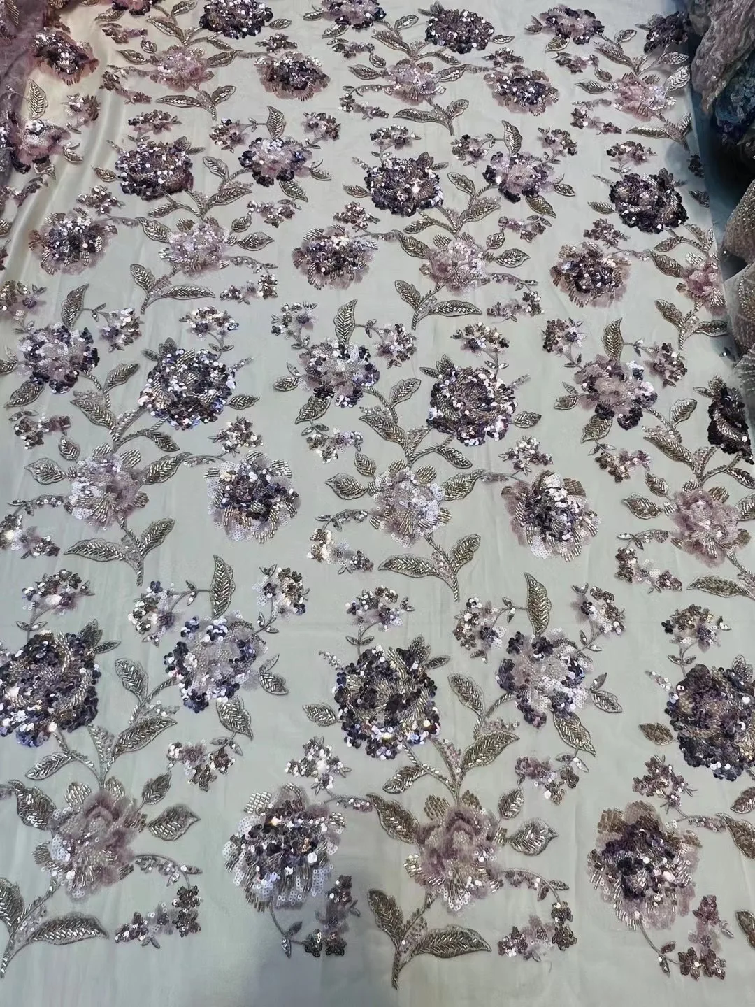 Высококачественная роскошная французская сетчатая кружевная ткань с бисером