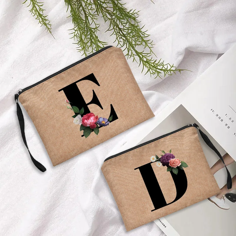 Cosmetic Bags Flowers Alphabet Printed Bridal Party Make Up Bags Pouch Necessaries Lady Tote Bride Bridesmaid Proposal Gift