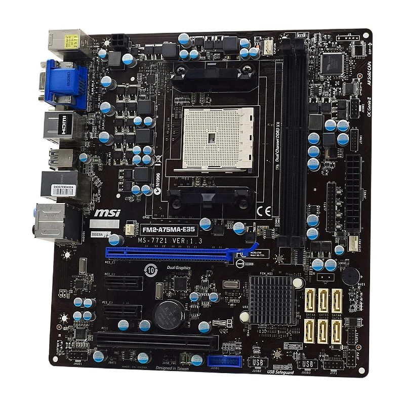 Фото Материнская плата MSI Socket FM2 FM2-A75MA-E35 системная плата AMD A75 DDR3 32GB USB3.0 SATA III PCI-E 2,0 ATX для A10-5700 cpus №2