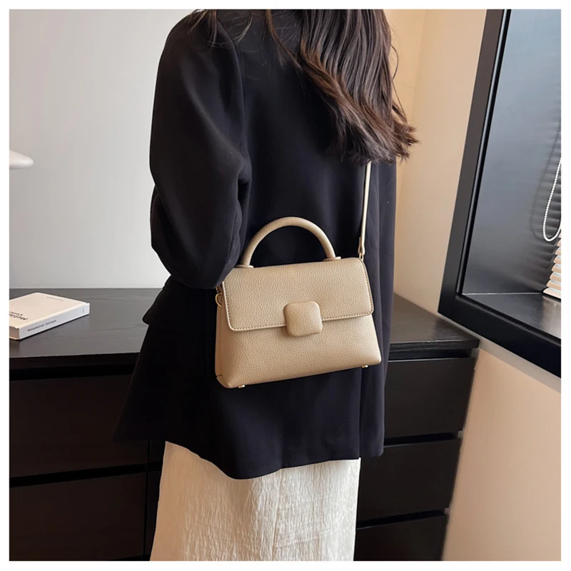 

2 Layers Small Crossbody Bags With Short Handle For Women 2024 Trend Designer Shoulder Bags PU Leather Ladies Handbags Khaki