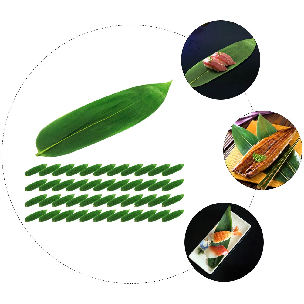 100 шт. суши листья бамбука рисовые шарики натуральный декор для сашими тарелка