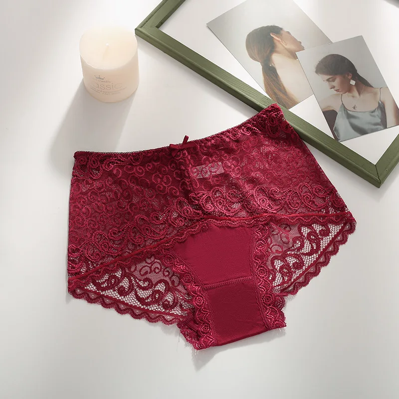 

Lace Sexy Panties Women New High-waisted Women Underwear Mesh Thin See-through Panties Hip-lifting Abdomen Briefs Solid Lingerie