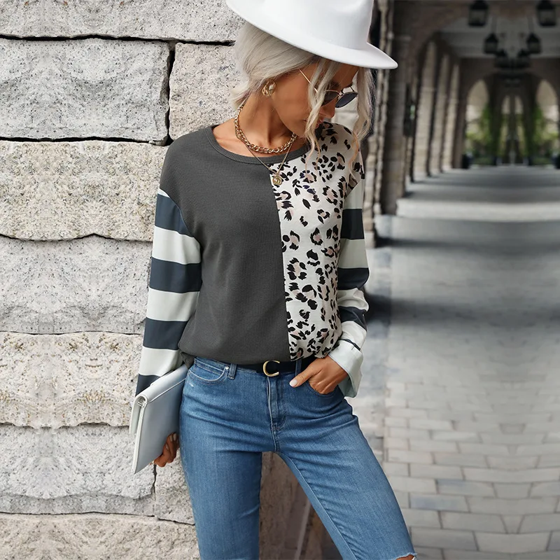 

Новинка 2023, модная свободная повседневная женская рубашка в полоску в европейском и американском стиле, с длинным рукавом, в стиле пэчворк, для осени и зимы
