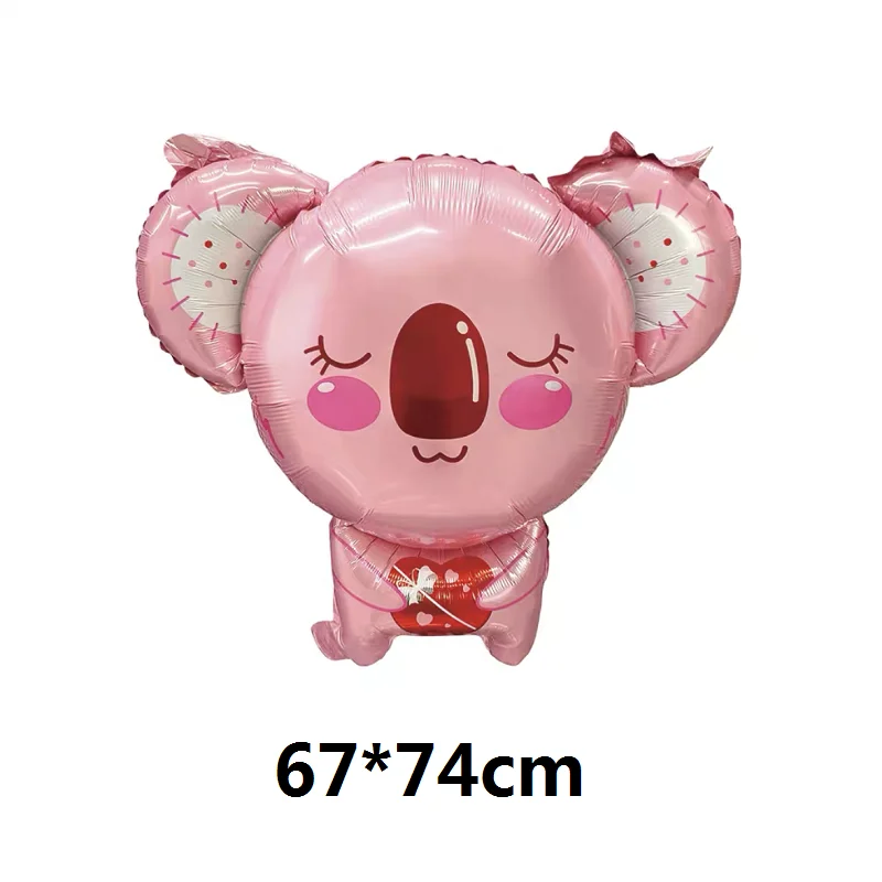 

Мультяшный воздушный шар с животными для украшения дня рождения, алюминиевая пленка, розовый воздушный шар с коалой