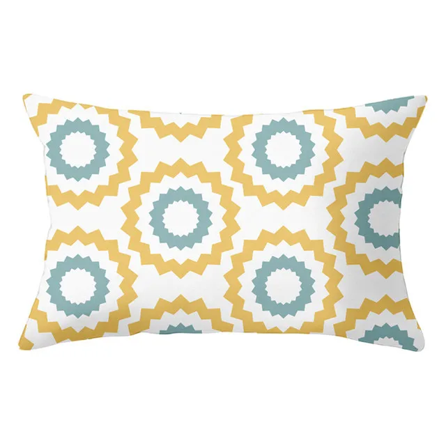 

30x50CM Yellow Blue Geometric Striped Curved Rectangle Pillowcase Stripes Plaids Print Sofa Throw Pillows Boho Decor Home