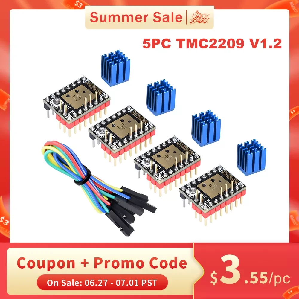 

BIGTREETECH TMC2209 V1.2 Stepper Motor Driver TMC2208 3D Printer Parts For BTT SKR V1.4 SKR Mini E3 SKR 2 Ender3 V2 Voron 2.4