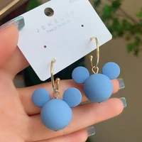 disney mickey mouse earrings cute frosted blue mickey dangle earrings for women cartoon korean fashion earrings jewelry gifts