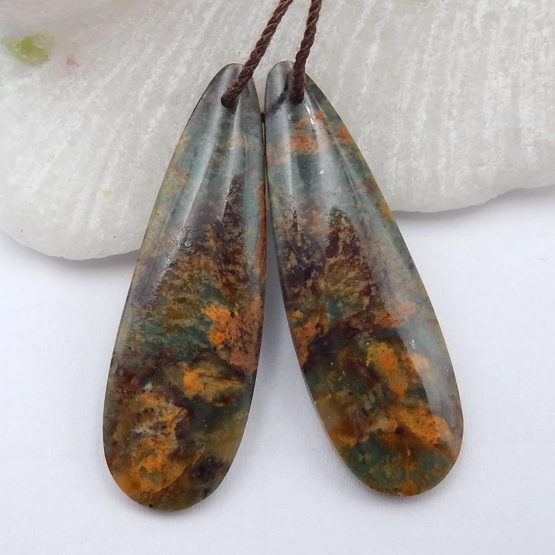 

Natural gemstone Green Opal Beads Woman DIY Earrings Making,Jewelry accessories,40x12x3mm5.5g