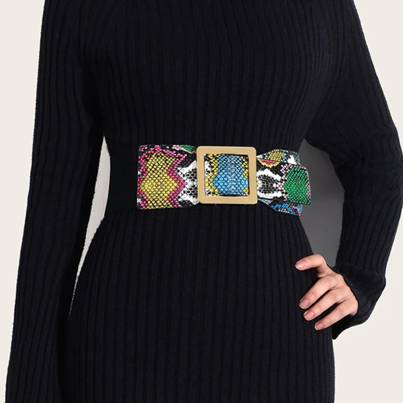 

2022 Ladies Snake Print Corset Elastic Wide Waist Dress Decorative Fashion High Quality Belts For Women Luxury Designer Brand