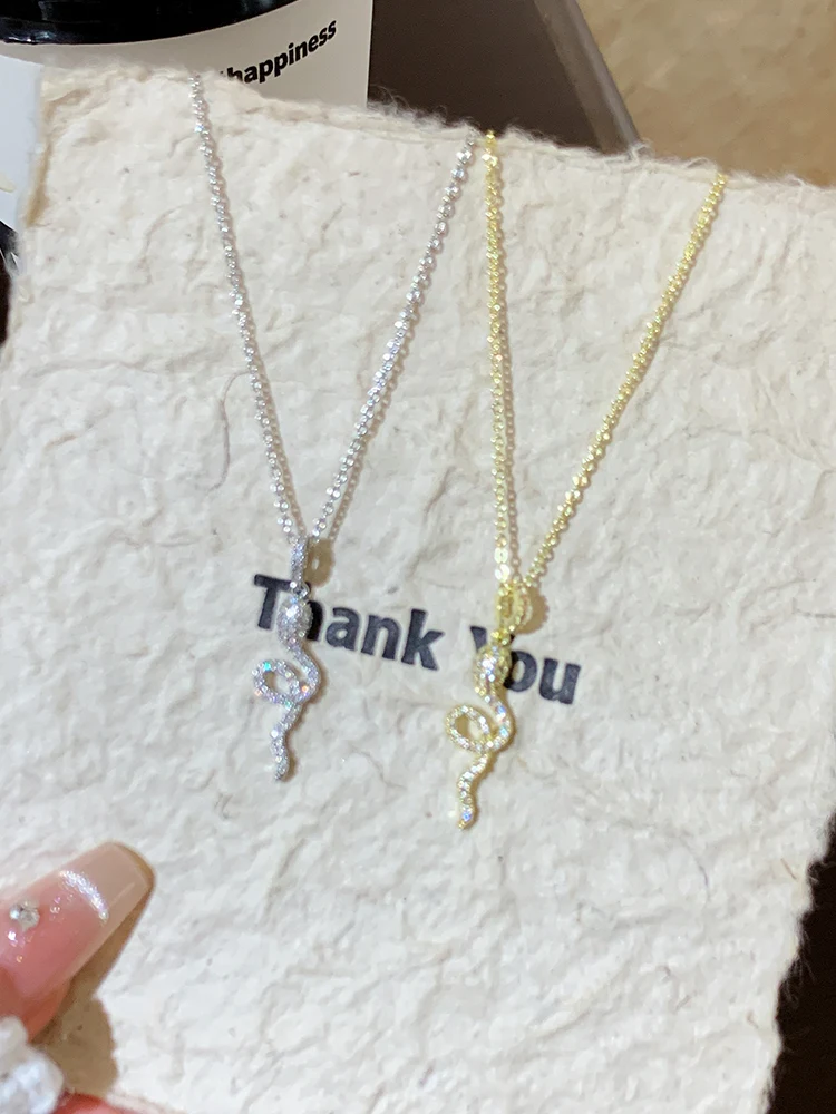 S925 Серебряное ожерелье Змеевидный кулон