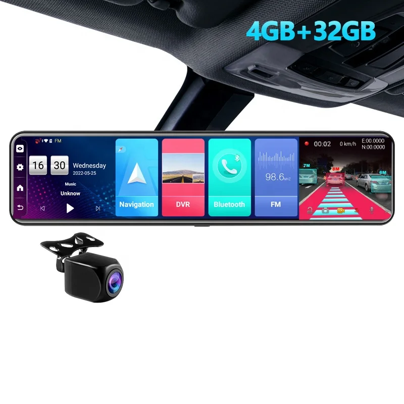 

4G 12 Inch 4GB+32GB Car DVR Camera WIFI Android 8.1 Stream Rear View Mirror 1080P Drive Video Auto Recorder GPS Dash cam