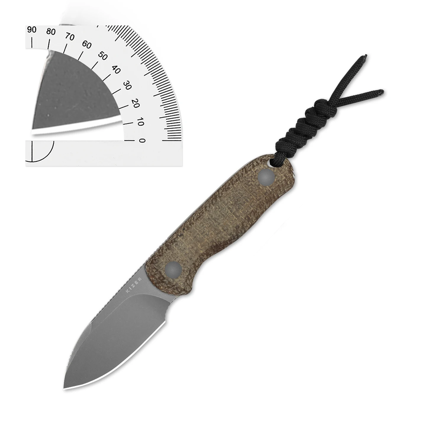 Фото Нож с фиксированным клинком Kizer Drop Bear 1092A1/1093A1/1094A1 с рукоятью из микарты/G10 и клинком из стали AEB-L/14C28N №4