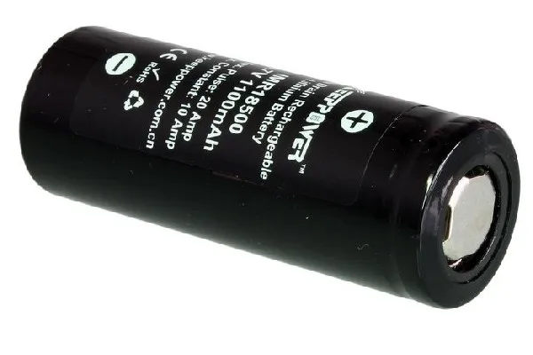 Аккумулятор высокомощный Li-Ion незащищенный 18500 KeepPower IMR18500 1100мАч 3 7В 20A |
