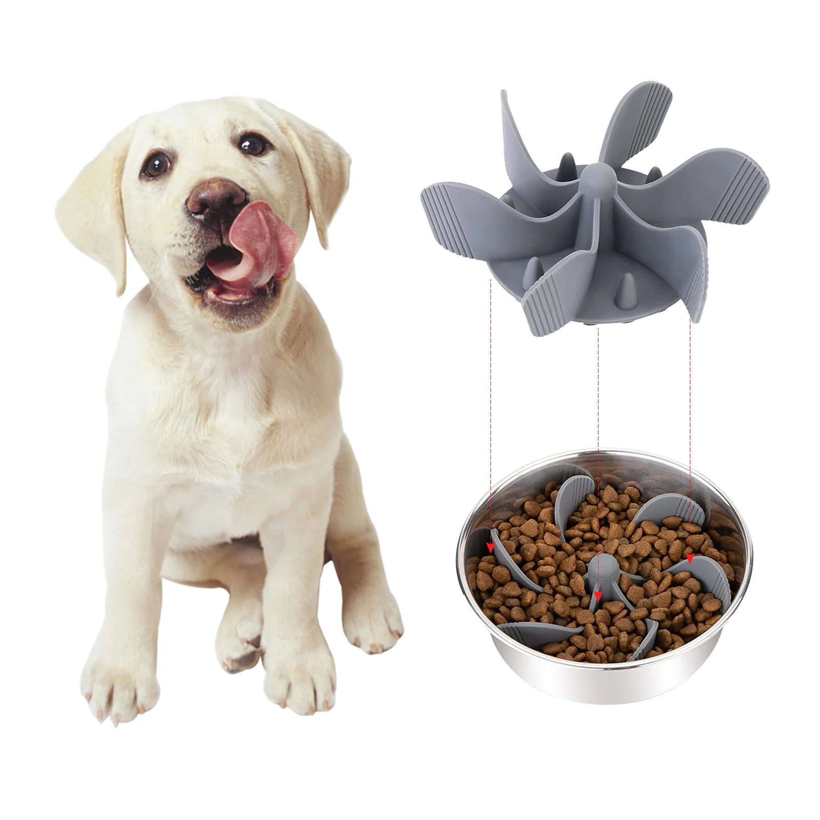 

Pet Slow Food Feeder Dog Cat With Suction Cup Pet Feeder Anti-Choke Insert Spiral Slow Feeder Prevent Obesity Pet Supplies