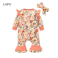 lapa baby girls 0 18m springautumn 2 piece floral print long sleeve jumpsuits cute pink rompers