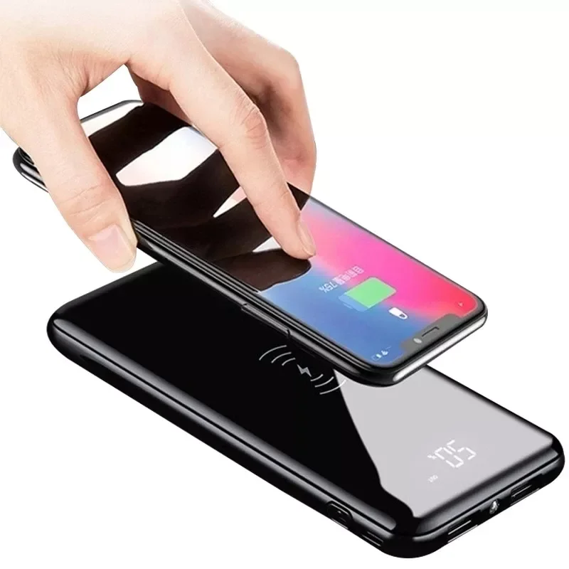 

NEW2023 Qi Wireless 30000mah Power Bank Built-in Charger Powerbank Portable Wireless Charger For iPhone External Battery Bank