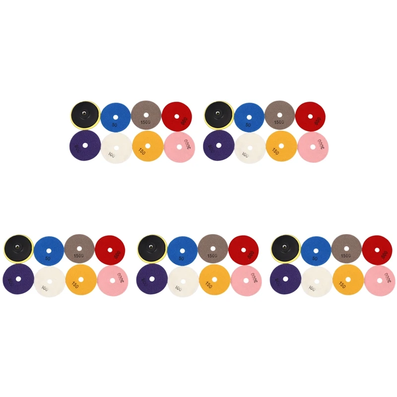 40 шт. Алмазные полировальные колодки 4 дюйма набор для влажной/сухой полировки