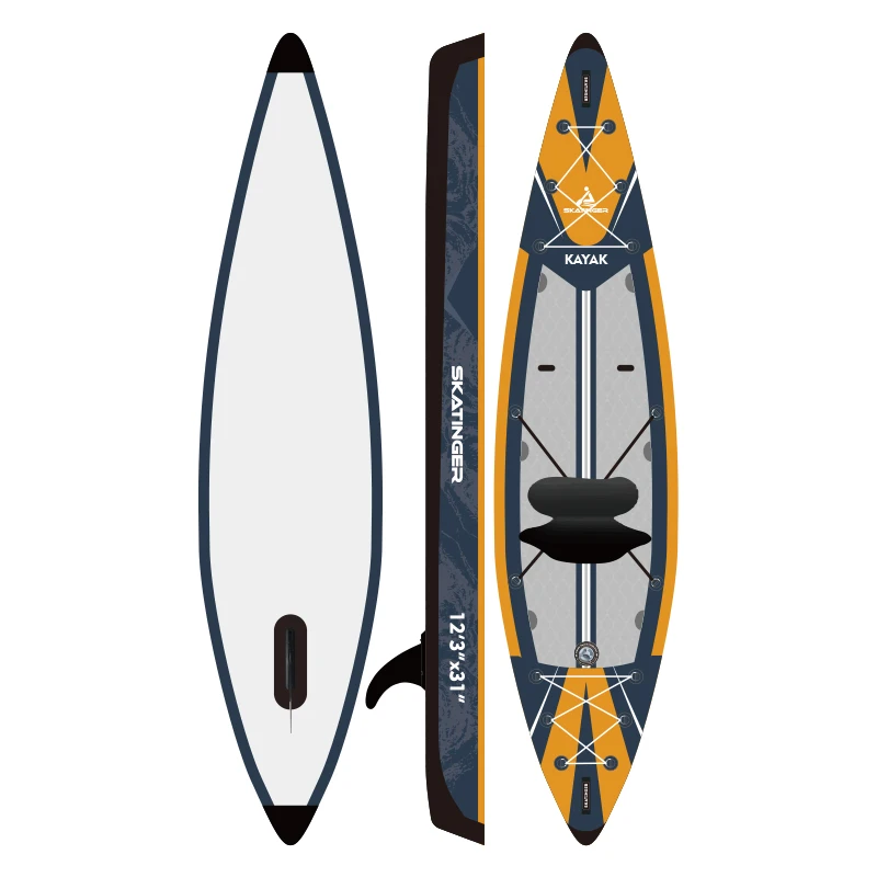 

skatinger Factory Wholesale 2 person sit in fishing inflatable drop stitch folding canoe kayak for sale