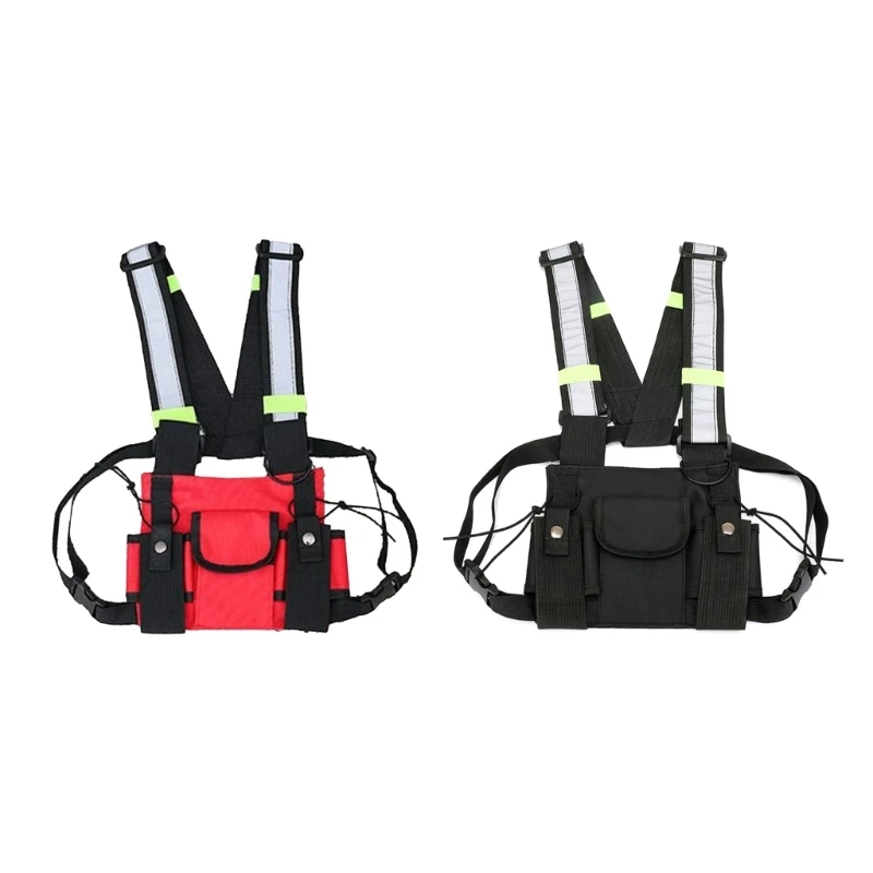 

Multi-pockets High Visibility Wireless-Pager Chest Bag Safety Vest with Reflective Strips Outdoor Military Vest