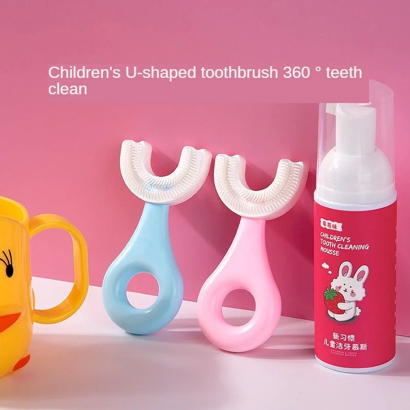 

Kids Toothbrush U-Shape Infant Toothbrush with Handle Silicone Oral Care Cleaning Brush for Toddlers Ages 2-12