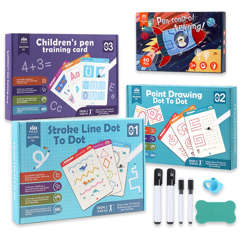 

Montessori Drawing Toys Color Shape Toddler Pen Control Training Drawing Set Math Match Game Learning Activities Educational Toy