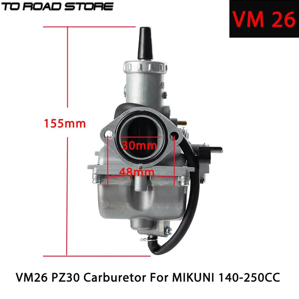

Карбюратор для мотоцикла VM26 PZ30, КАРБЮРАТОР 30 мм для MIKUNI VM26 Carb 140 150 160 170 200 250cc, внедорожный велосипед, квадроцикл