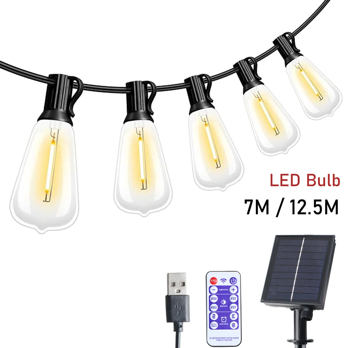 Гирлянда на солнечной батарее ST38 светодиодный уличная гирлянда с круглыми