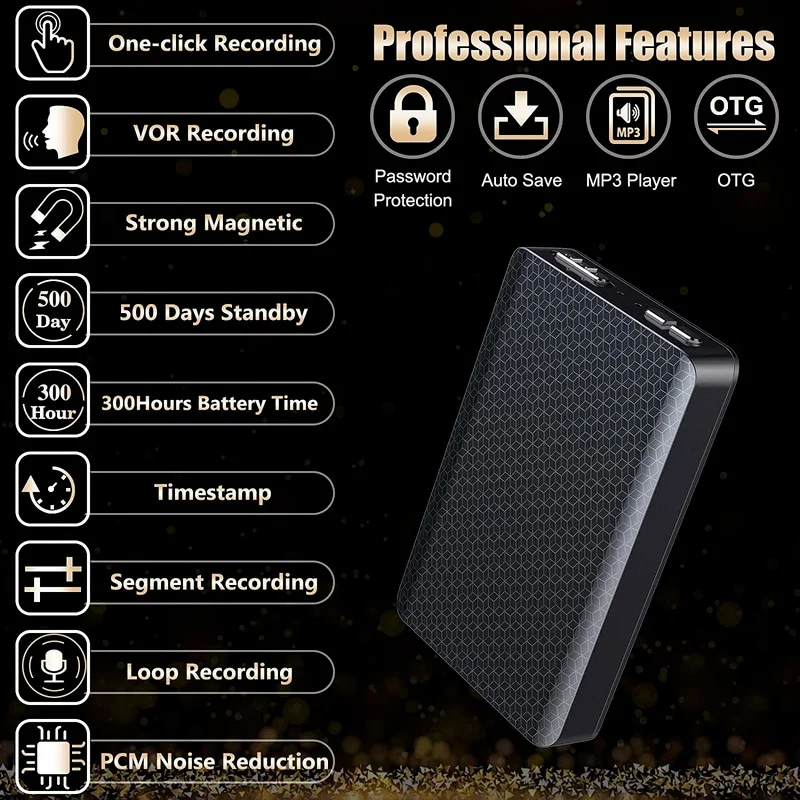 

2023 32G 300hours Voice recorder High Quality HD Dictaphone Pen Audio Sound Mini Activated Digital Professional Micro MP3 Player