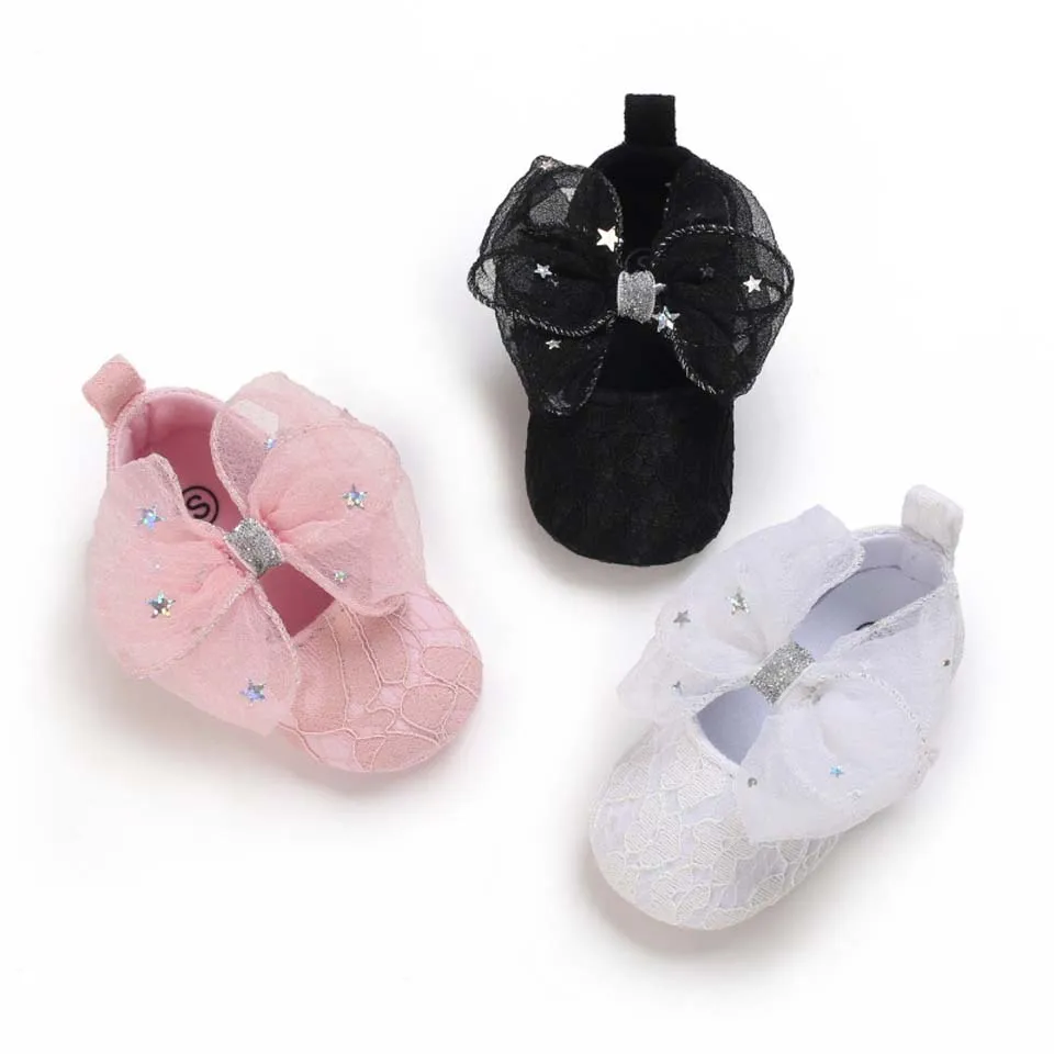 

Princess Baby Shoes Girls Infant Soft Sole First Walkers Toddle Wedding Shoes Mary Jane Newborn Bow Knot Prewalker 0-18 Months