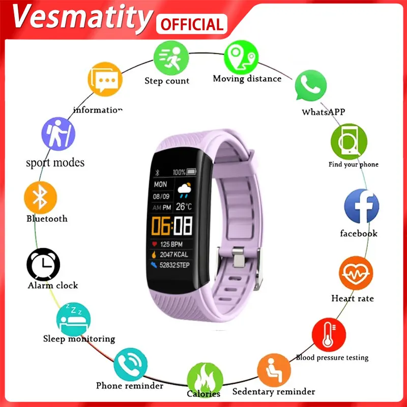 

Vesmatity Smart Watch Men Women Smartwatch Electronics Smart Clock For Android IOS Fitness Tracker New Fashion Smart-watch C5S