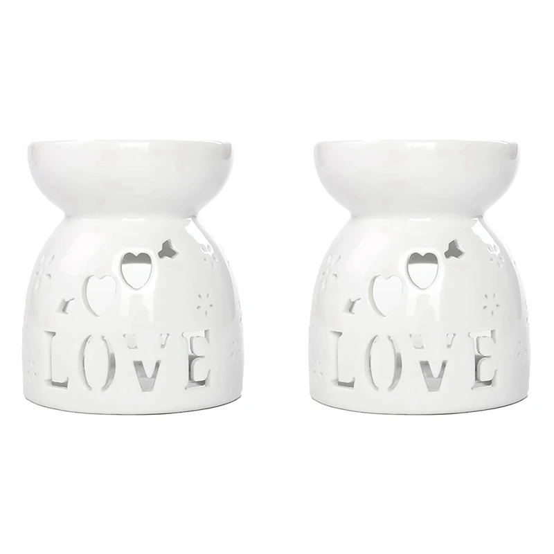 

2X Ceramic Diffuser Candle Burner Ceramic Burning Essential Oils Diffusers Aromatic Lamp -Love