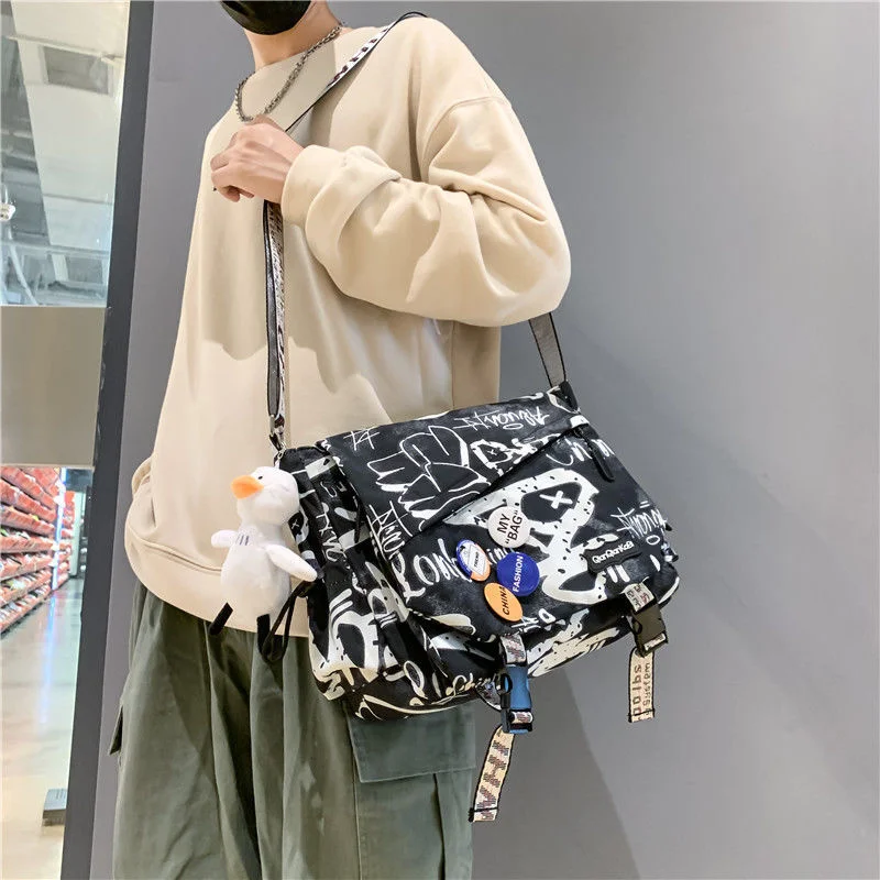 

Уличная граффити Сумки через плечо для унисекс Y2K Goth Techwear сумки женские 2023 дизайнерские роскошные маленькие нейлоновые Наплечные ремни