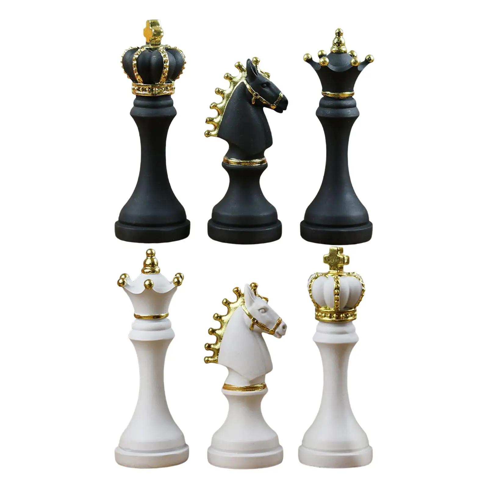 

3PCS Chess Pieces Statue Sculpture Collectible Figurine Resin Craft Home Decor Art Contemporary Table Decor Gift