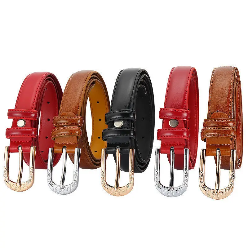 2019 New Candy Color Metal Buckle Thin Casual Belt For Women , Leather Belt Female Straps Waistband For Apparel Accessories