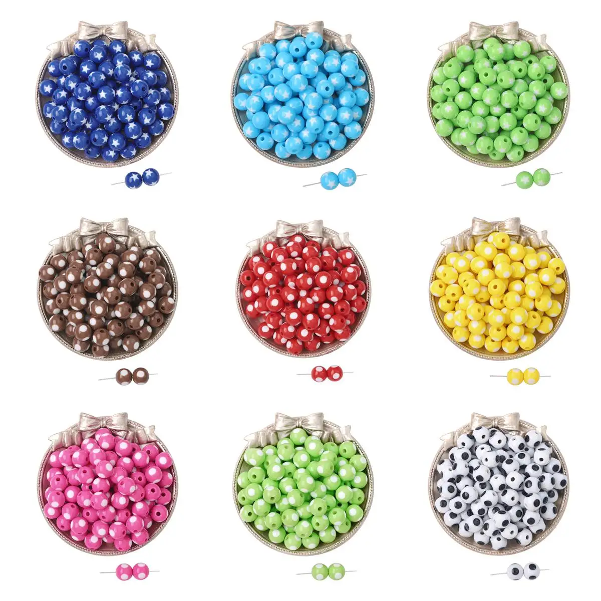 

12mm candy pentagram acrylic round bead loose bead DIY handmade beaded material self-made pet necklace accessories