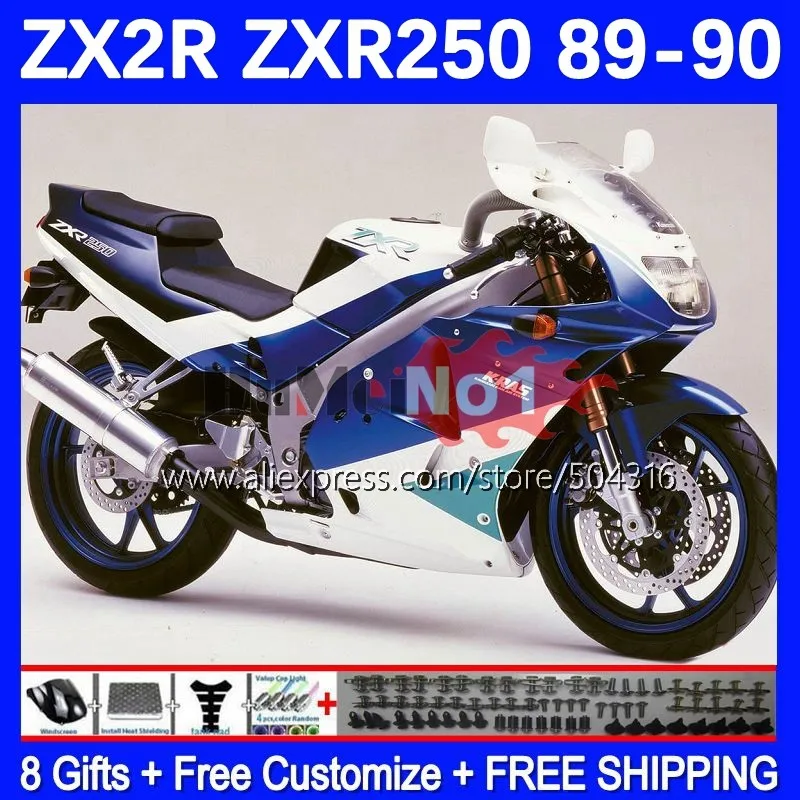 

Корпус для KAWASAKI NINJA ZXR-250 ZX2R ZX-R250 ZXR 250 C 172MC.68 ZXR250 ZX-2R 89 90 ZX 2R R250 1989 1990 синий глянцевый обтекатель