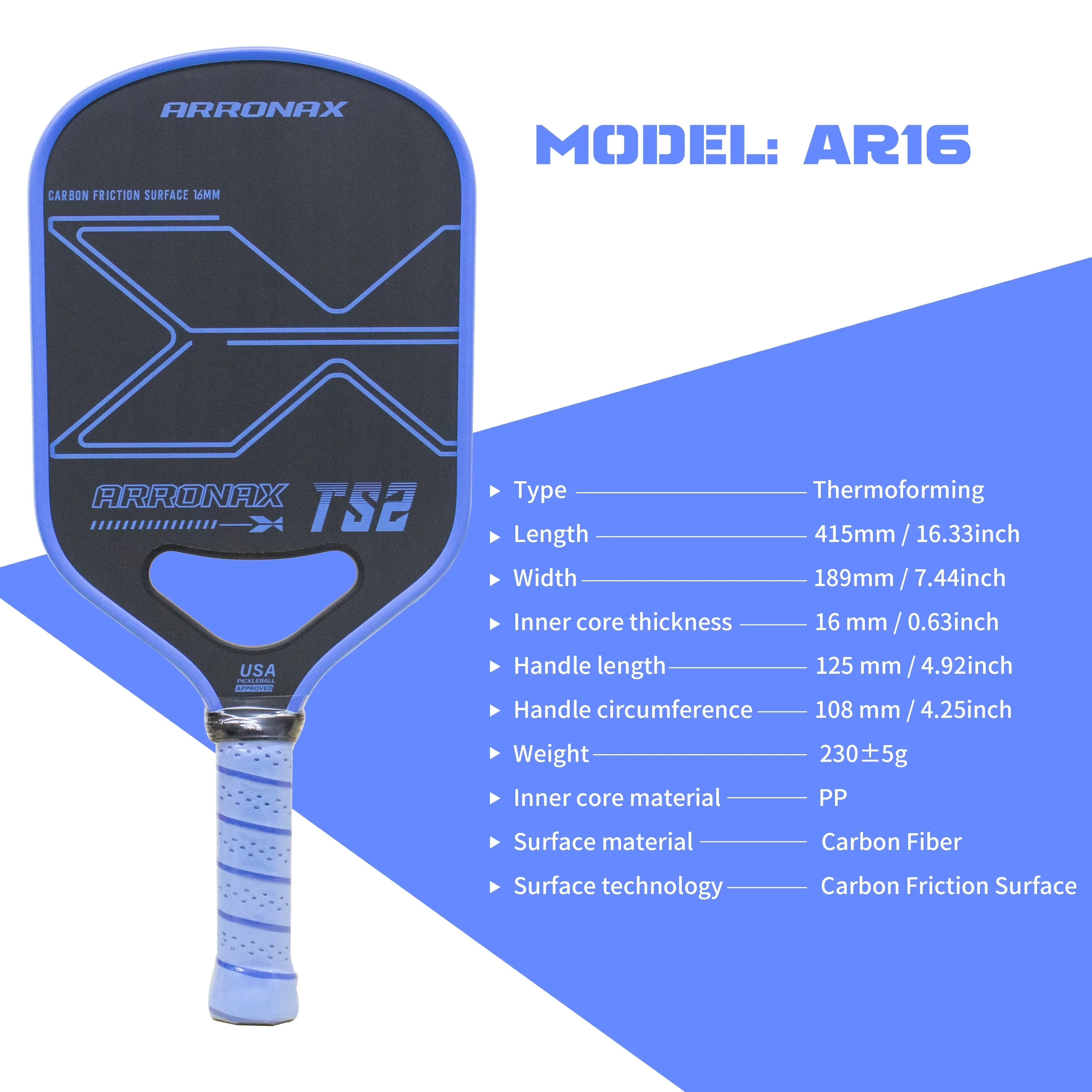 Ракетки Arronax-Pickleball Paddles термоформованное лицо из углеродного волокна