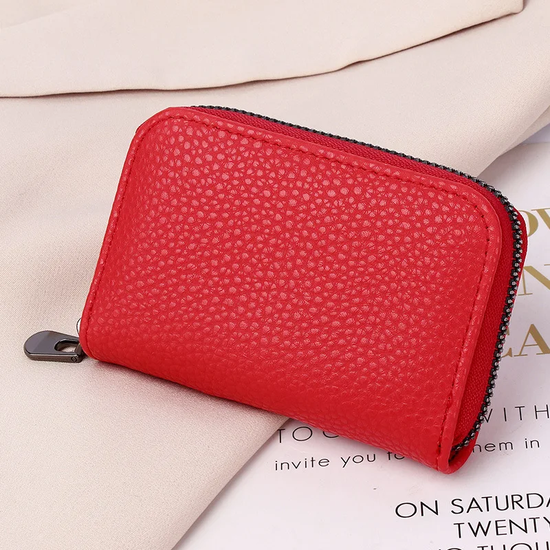 Classic Rfid Credit Card Holder Mini Leather Purse Multi Card Slot Zipper Wallet PU Money Man Bag High Quality Women Coin Clip
