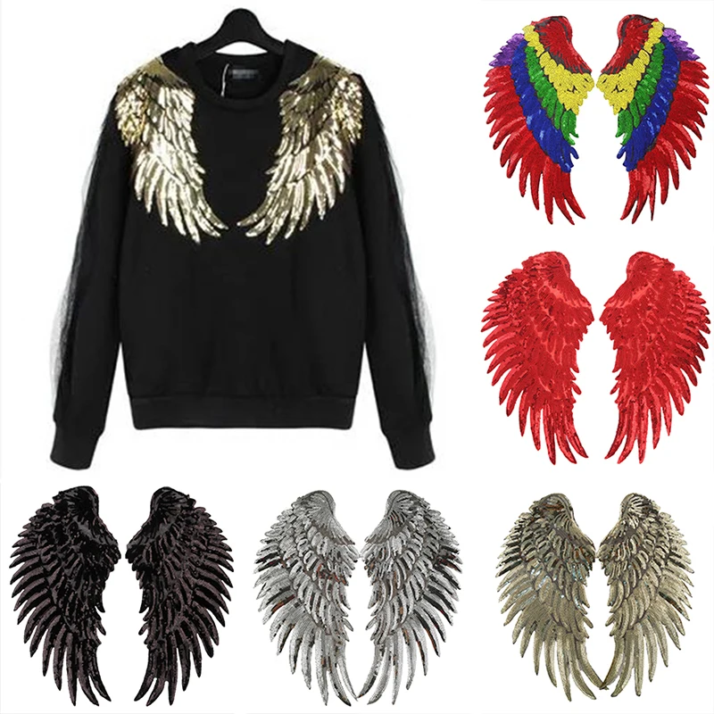 

Fashion Angel Wings Patch Applique Sequin Wing Sew/Iron On Patches For Clothing Stickers Jeans Fabric Patch DIY Sewing Supplies