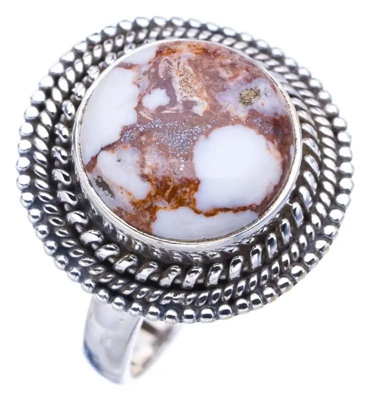 StarGems®Натуральная древесная яшма ручной работы искусственное серебряное кольцо 8